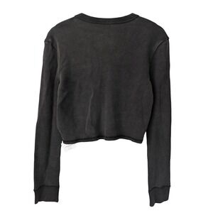 Alexander Wang‎ Waffle Knit Long Sleeve Cardigan Crop Top Large Black NWT $95